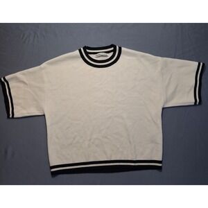 Abercrombie & Fitch Luxeloft Sweater Tee White Black Academia Womens Size XS